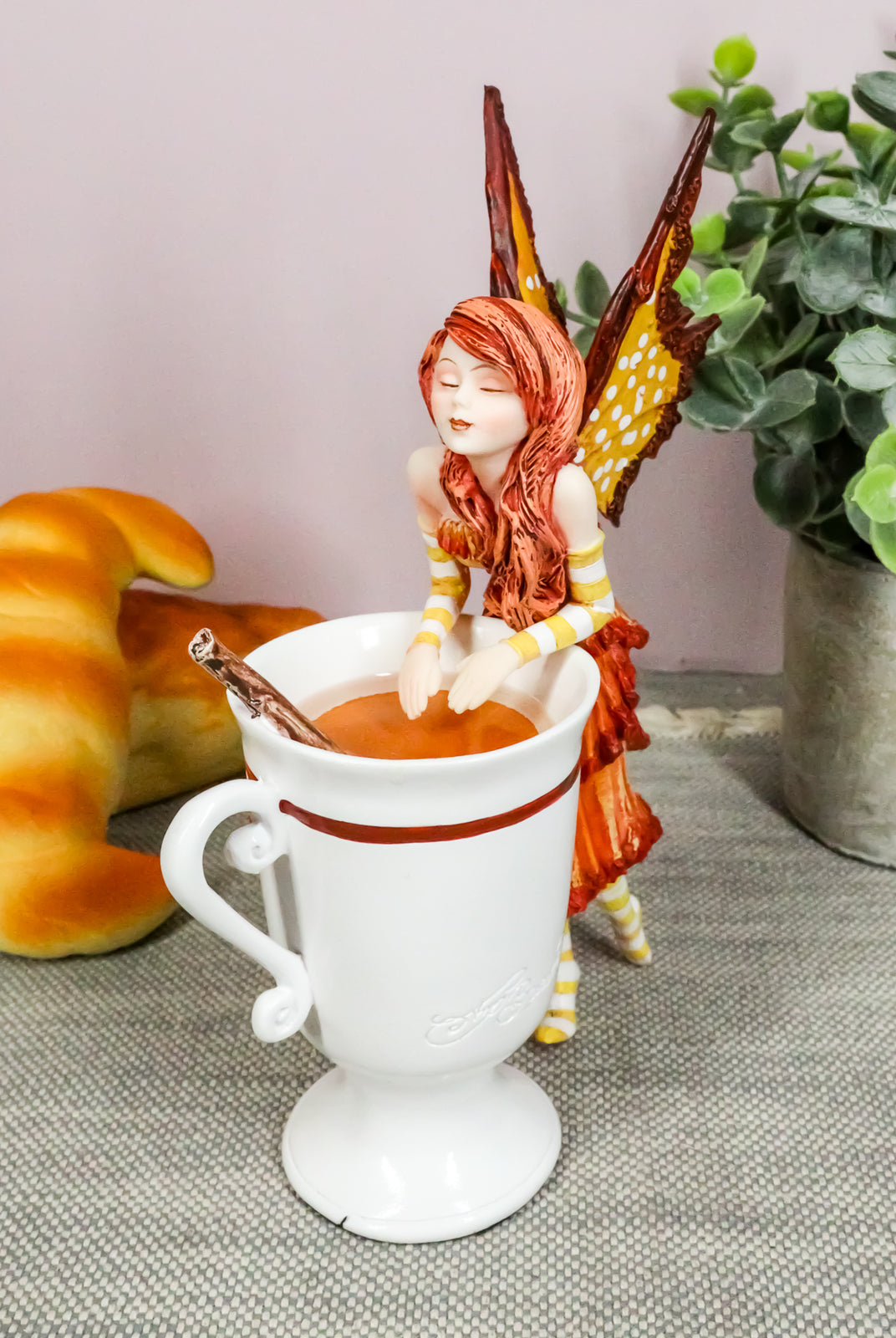 Amy Brown Autumn Apple Cider Cinnamon Tea Fairy Statue 6.25"Tall Tea Cup Fairy