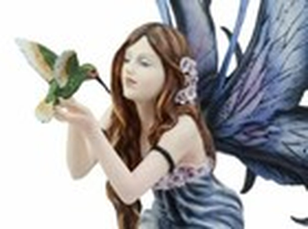 Purple Lavender Flower Fairy with Hummingbird Figurine 14"H Fairy Garden Statue
