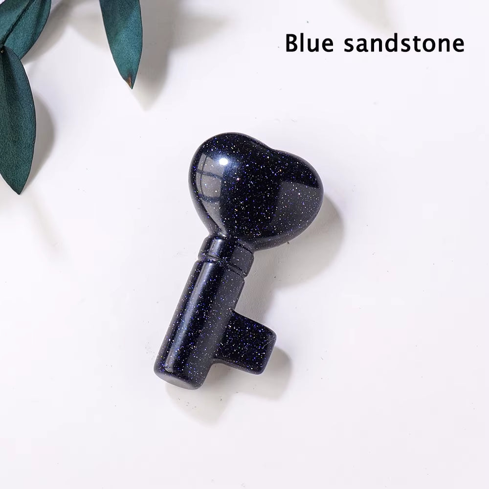 1PC Natural Crystal Stone Heart Key Shape Rose Quartz Amethyst Carving Gemstone DIY Jewelry Necklace