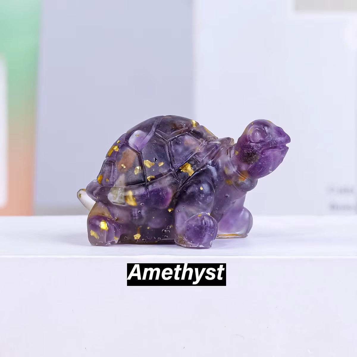 1PC Natural Crystal Stone Turtle Statue Reiki Stone Tortoise Figurine Amulet Fengshui Sculpture for Home Office Decoration