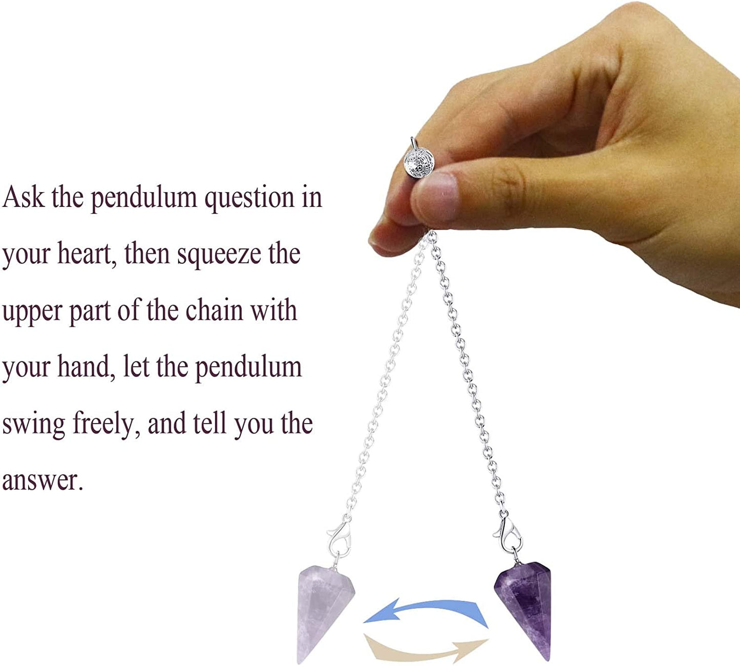 3 Pcs Crystal Pendulums Set for Divination Dowsing Natural Amethyst Rose Quartz Clear Quartz Healing Crystal Quartz Reiki Gemstone Pendants Witchcraft Wiccan Accessories