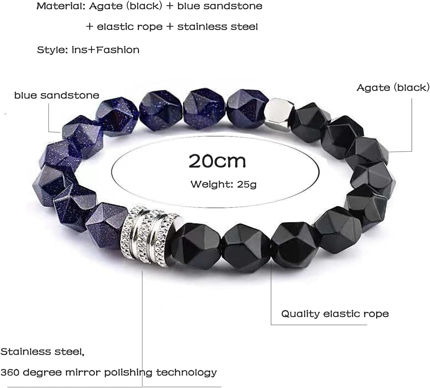 Black Raw Tourmaline Crystal Stone Necklace Pendant Amulet Pillar Pendant+Triple Protection Bracelet Hematite Obsidian Tiger Eye Bracelets for Men Women 2Pcs …