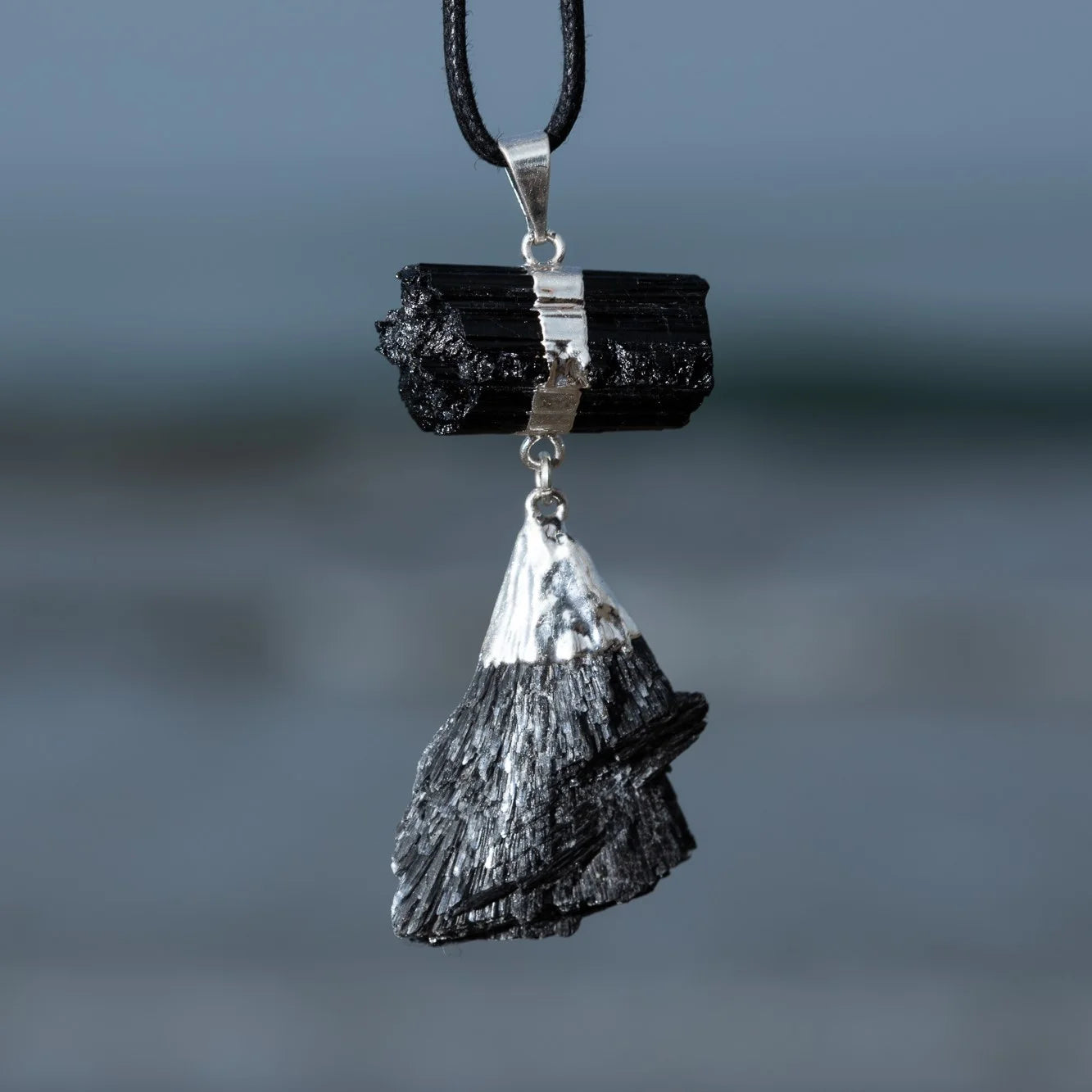 Ayana Natural Black Tourmaline and Kyanite Healing Crystal Pendant Necklace - Pure Gemstone Pendant Comes with a Premium Pouch - Best Crystal Gifts for Women