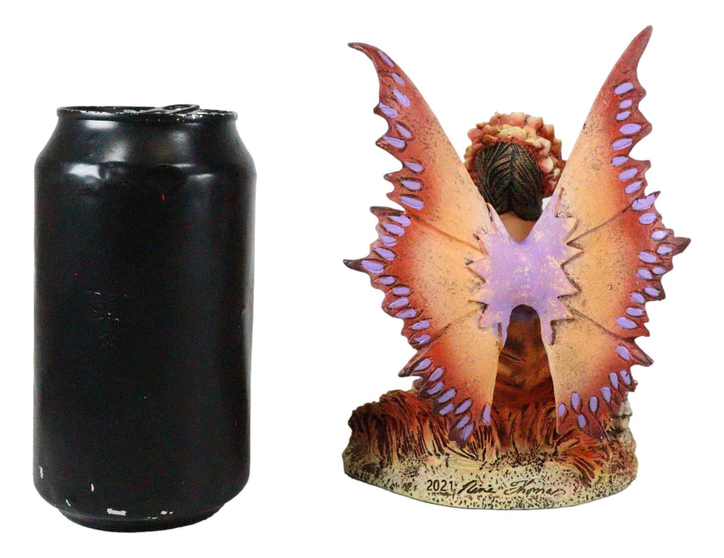 Amy Brown Fantasy Fall Ebony Fairy Sitting on Rock Garden Autumn Winds Figurine