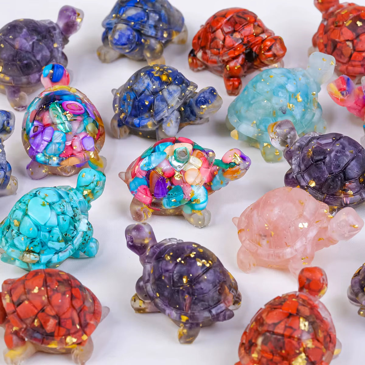 1PC Natural Crystal Stone Turtle Statue Reiki Stone Tortoise Figurine Amulet Fengshui Sculpture for Home Office Decoration