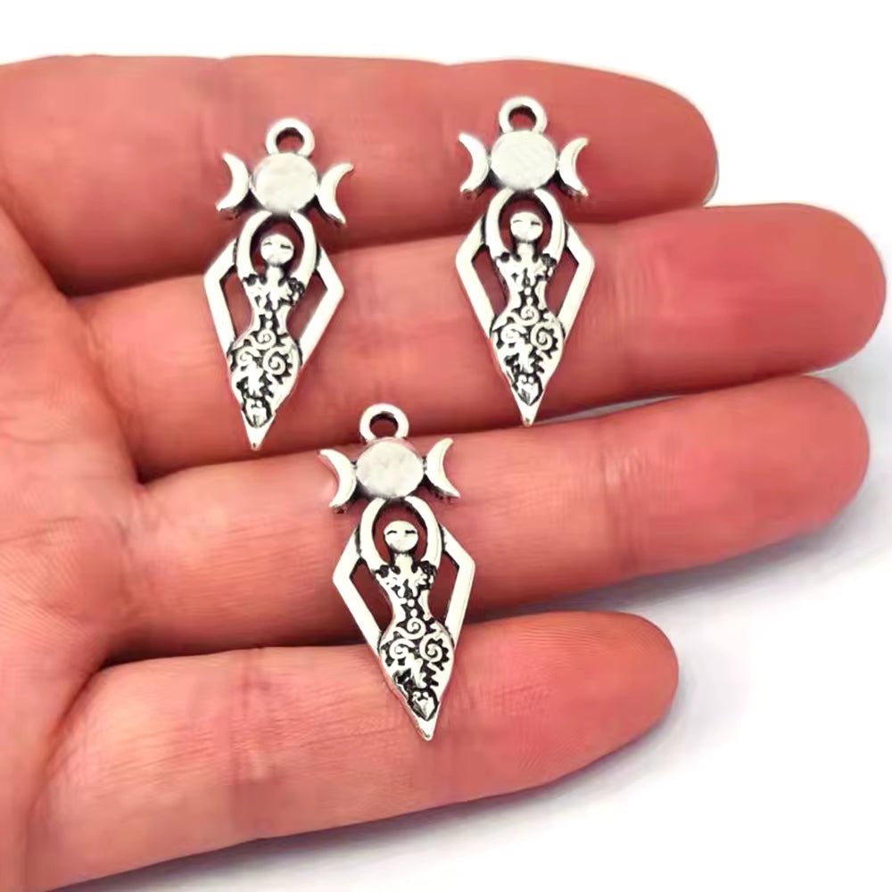 8 Designs No Mix 50Pcs Wiccan Goddess Moon Yoga Pendant Charm Witchcraft Fashion Jewelry for Women