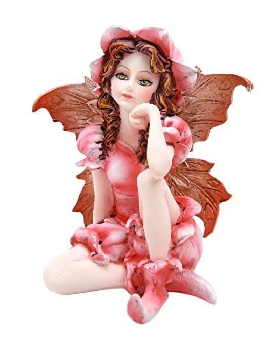 Ebros Miniature Fairy Garden Statue Pink Periwinkle Flower Fairy Figurine 3"H