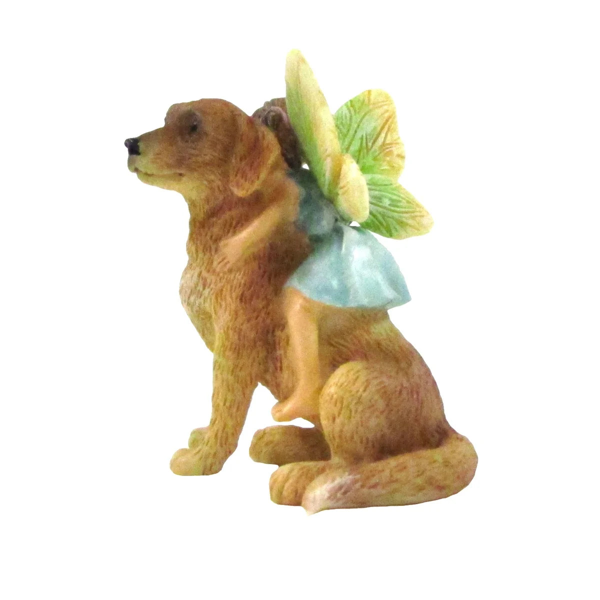 Mini Fairy Girl Riding Dog Garden Figurine Miniature Figure Pet Ornament Decor Supply
