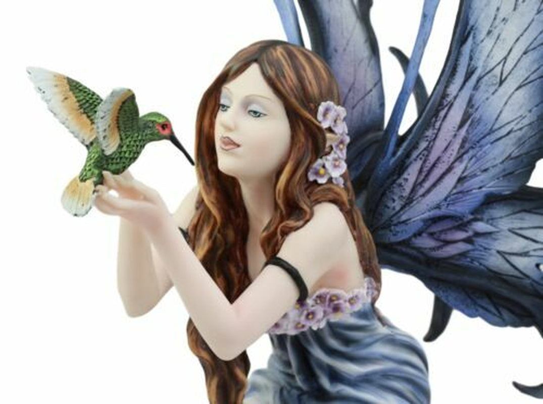 Purple Lavender Flower Fairy with Hummingbird Figurine 14"H Fairy Garden Statue