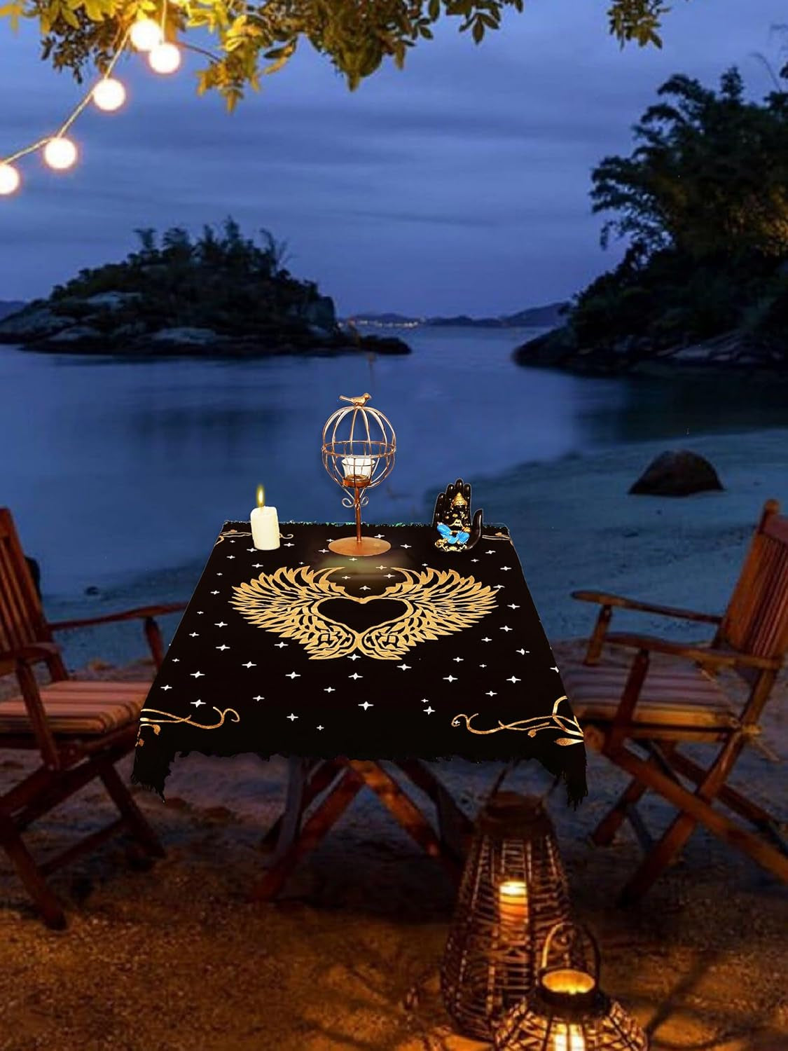 Altar Cloth Angel Wings Witchcraft Alter Tarot Spread Top Cloth Wiccan Square Spiritual 24 by 24 Sacred (Angel Wings Gold Silver)