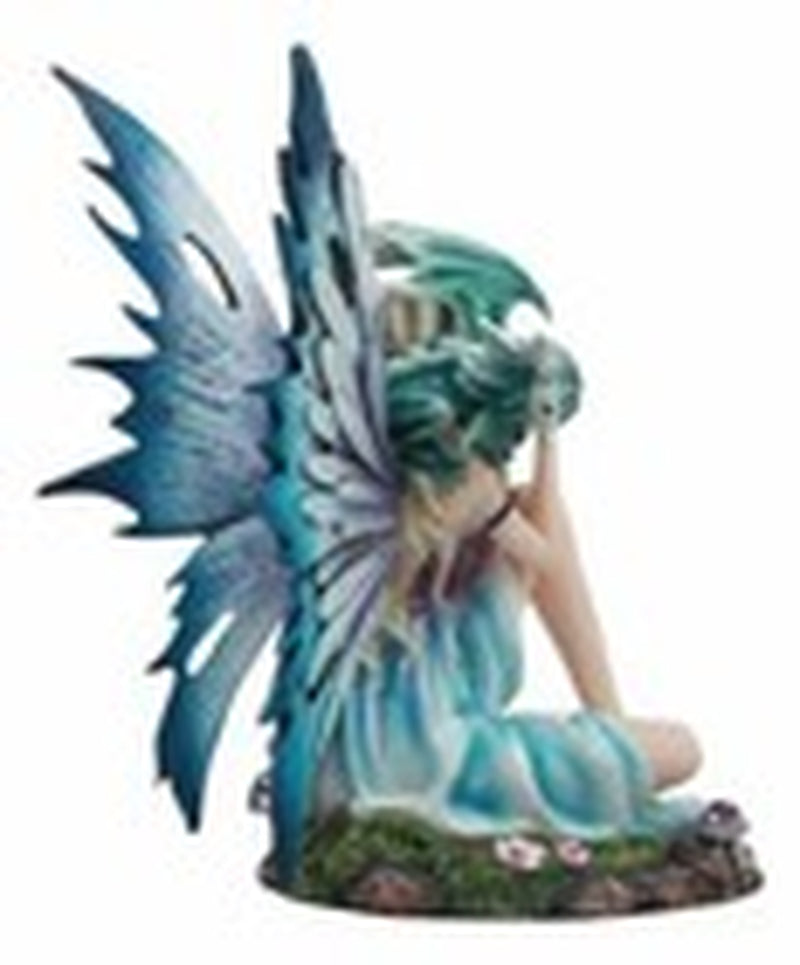 Ebros Water Elemental Fairy W/ Green Dragon Statue 7"H Whimsical Khaleesi Fairy
