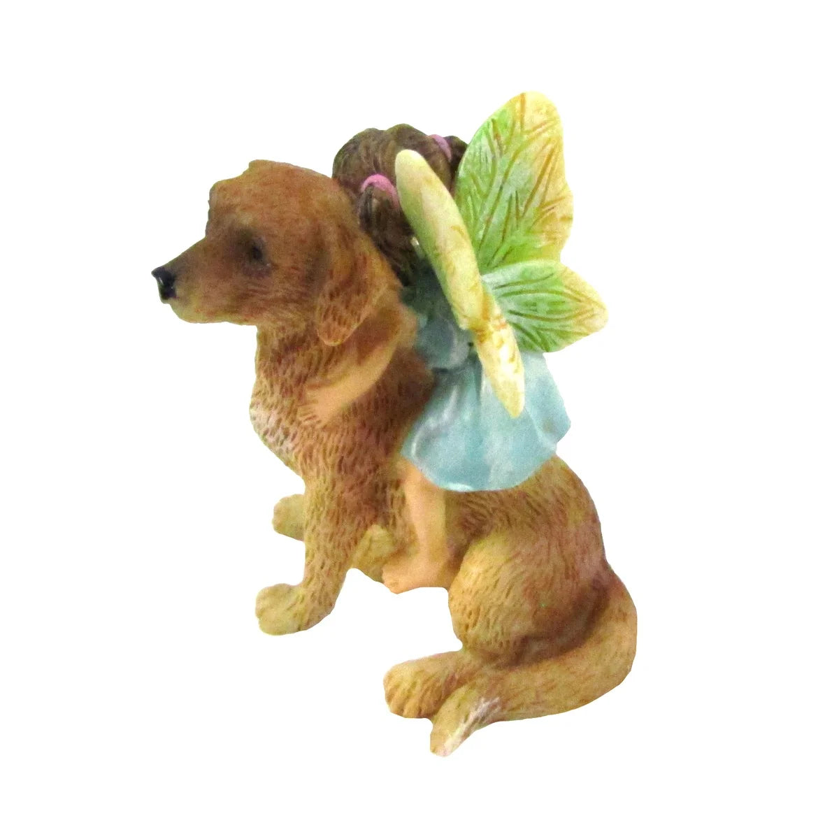 Mini Fairy Girl Riding Dog Garden Figurine Miniature Figure Pet Ornament Decor Supply