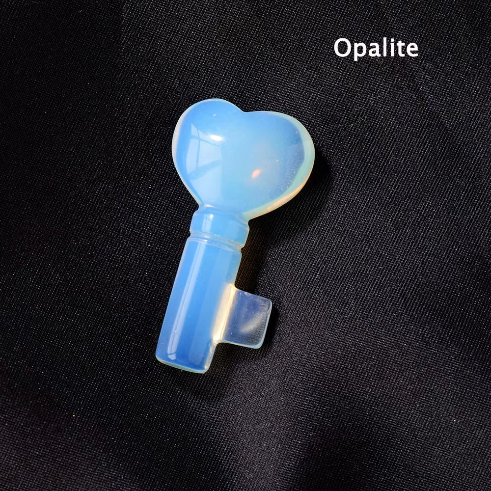 1PC Natural Crystal Stone Heart Key Shape Rose Quartz Amethyst Carving Gemstone DIY Jewelry Necklace