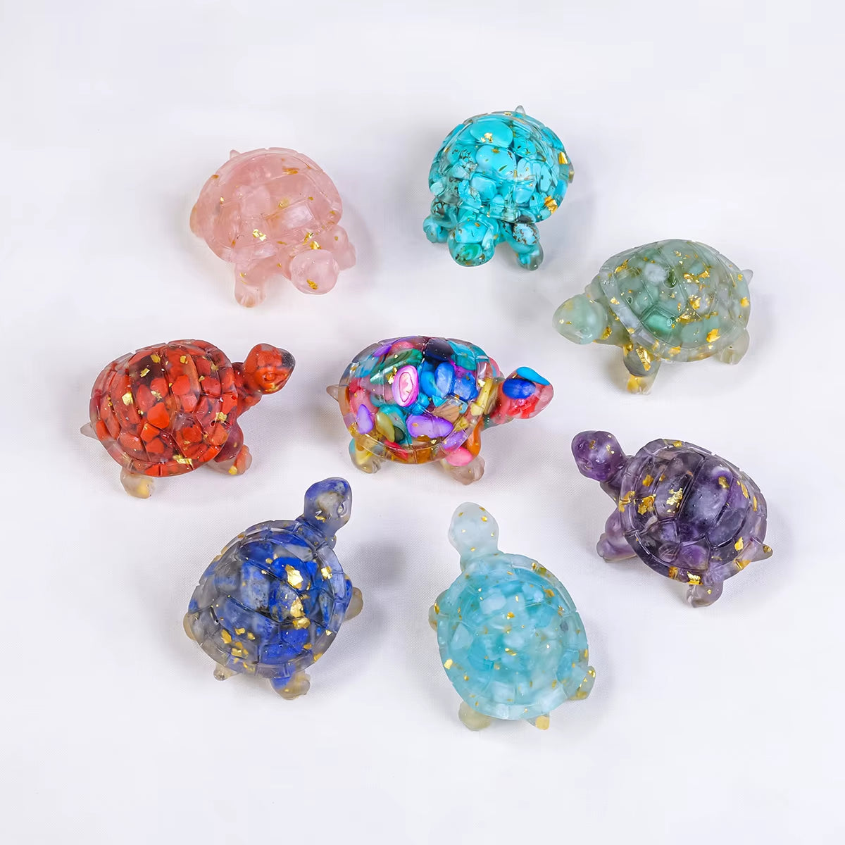 1PC Natural Crystal Stone Turtle Statue Reiki Stone Tortoise Figurine Amulet Fengshui Sculpture for Home Office Decoration