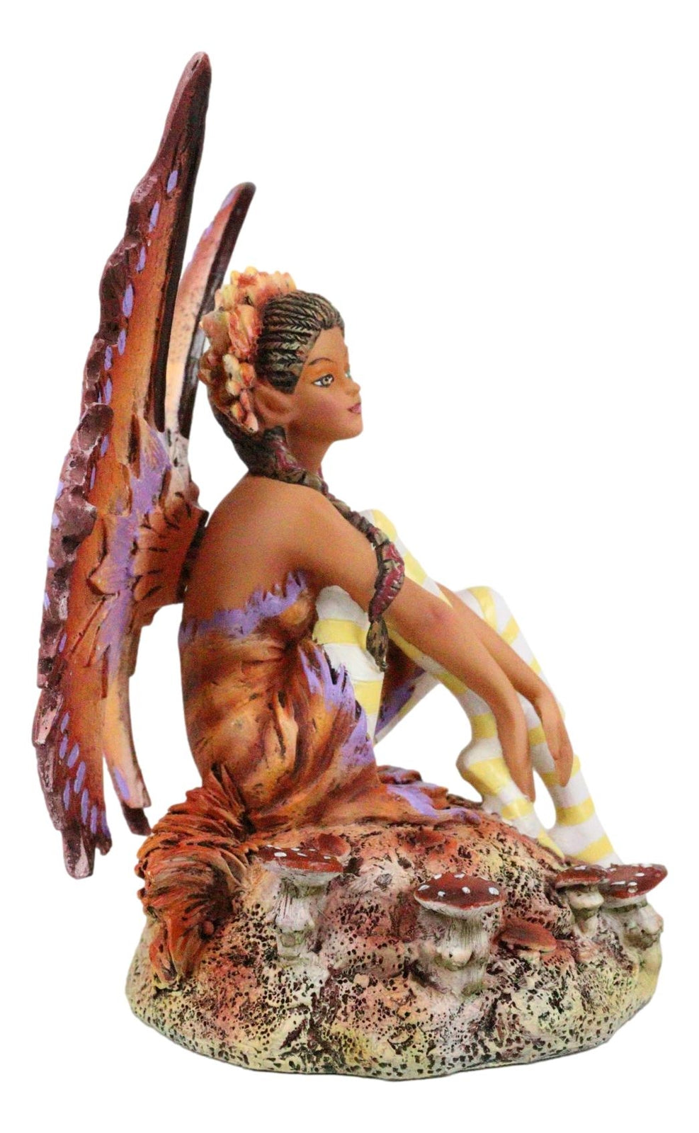 Amy Brown Fantasy Fall Ebony Fairy Sitting on Rock Garden Autumn Winds Figurine