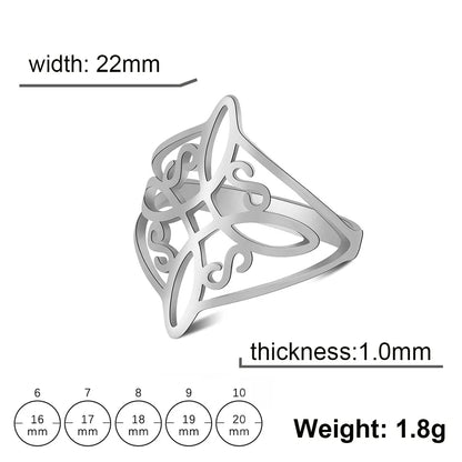 Witch Knot Stainless Steel Ring Wiccan Cross Celtics Knot Women Men Rings Witchcraft Good Luck Protection Amulet Birthday Gifts