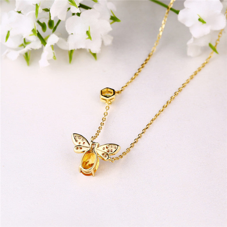 Citrine Peridot Bee Color Necklace