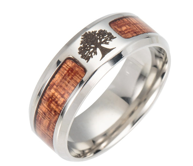 Wood inlaid ring