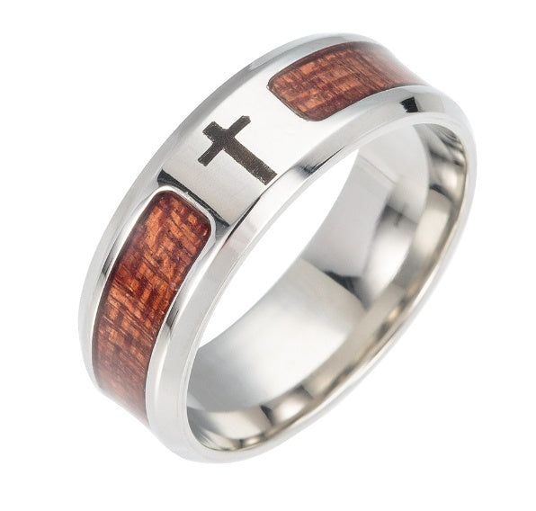 Wood inlaid ring