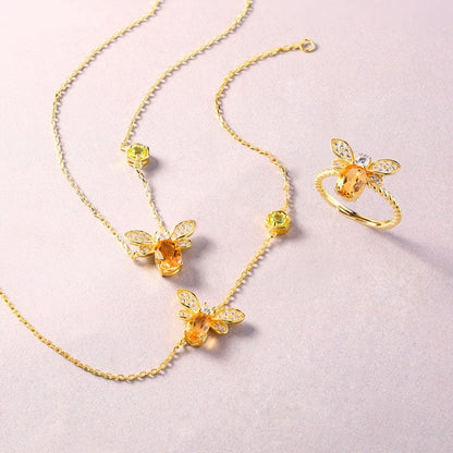 Citrine Peridot Bee Color Necklace