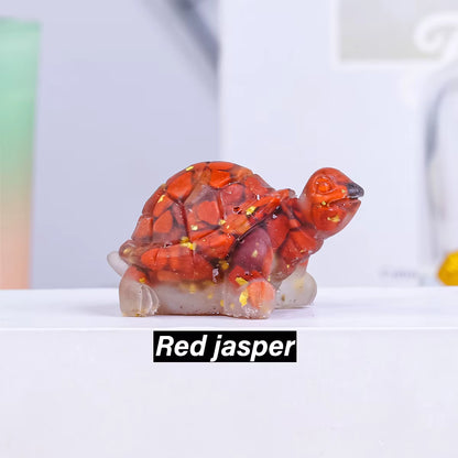 1PC Natural Crystal Stone Turtle Statue Reiki Stone Tortoise Figurine Amulet Fengshui Sculpture for Home Office Decoration