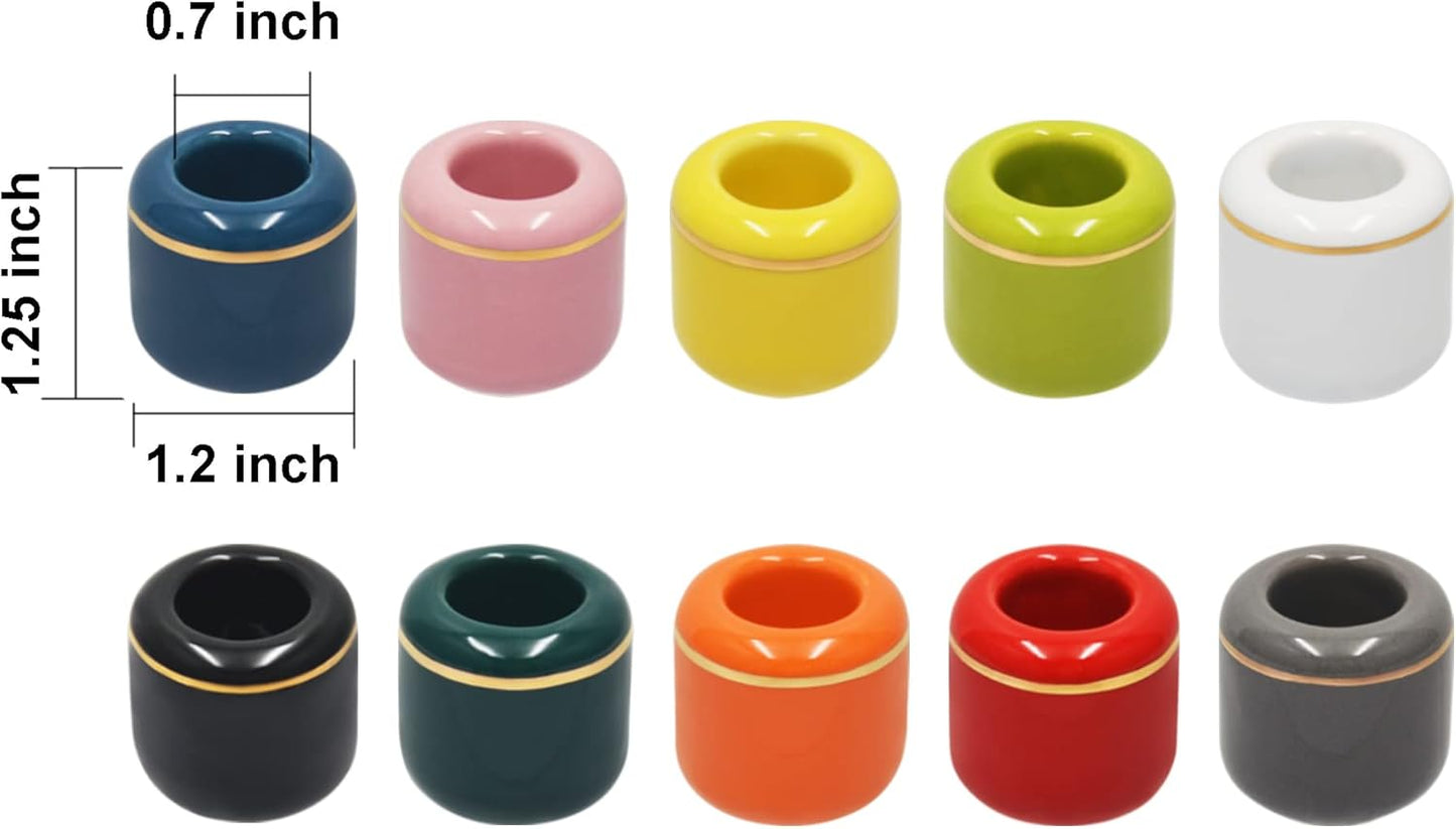 10 Pcs Ceramic Chime Candle Holder Set, Great for Casting Chimes, Rituals, Spells, Vigil, Witchcraft, Wiccan Supplies & More (Gold+Assorted)