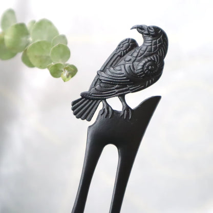 Raven Hair Stick Reversible Hairpin Metal Hair Accessories Viking Energy Pagan Crow Hair Accessories Wiccan Gifts