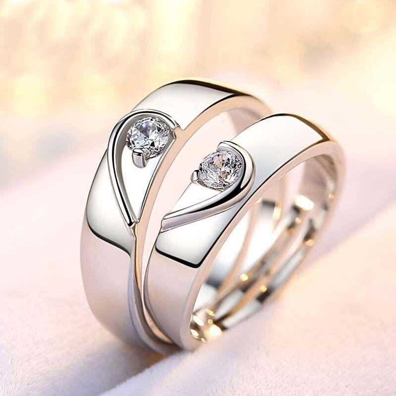 Silver Plated Couple Rings A Pair