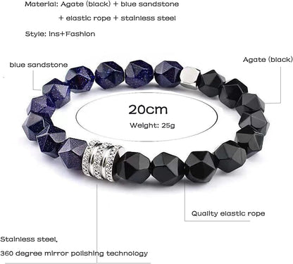 Black Raw Tourmaline Crystal Stone Necklace Pendant Amulet Pillar Pendant+Triple Protection Bracelet Hematite Obsidian Tiger Eye Bracelets for Men Women 2Pcs …
