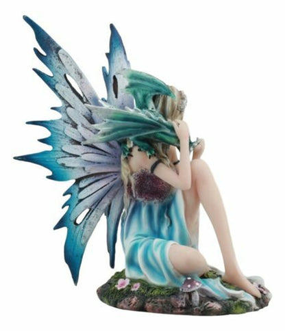 Ebros Water Elemental Fairy W/ Green Dragon Statue 7"H Whimsical Khaleesi Fairy