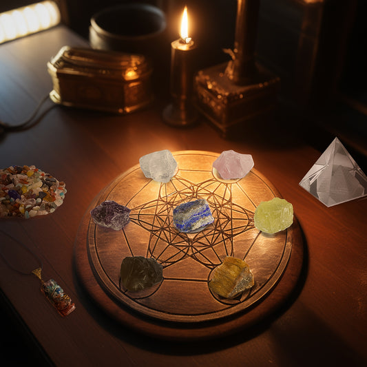 26-piece Crystal Set, Orgone Pyramid With Seven Chakra Crystal Array, Meditation Purification, Chakra Balance, With Bracelet Wooden Box, Suitable For Home And Office Decoration, Birthday Gifts, Men's Gifts, Women's Gifts, Halloween Gifts