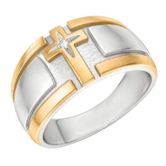 Ring with Crystal setting in cross