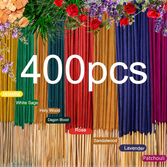"400pcs Incense Diffuser Set (8 Varieties), Lavender, Sandalwood, Jasmine, Sage & More | Home, Office, Yoga, Meditation | Long-lasting Fragrance Gift for Christmas & Halloween | Orga