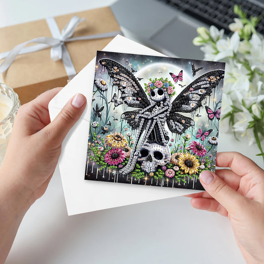 6pcs Diamond Painting Art DIY Mosaic Craft Kit - Creative Halloween Pattern Series, Irregular 5D Crystal Stickers for Holiday Party Invitations & Greeting Cards, Unique Handmade Decorative Gift to Express Love and Blessings