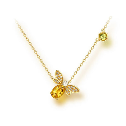 Citrine Peridot Bee Color Necklace