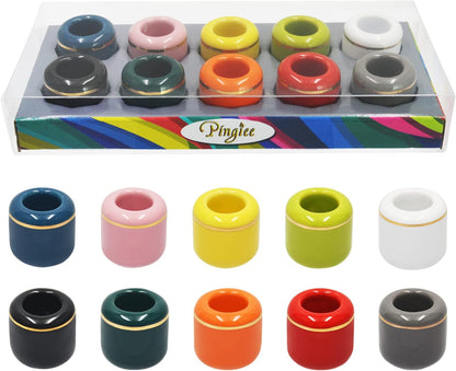 10 Pcs Ceramic Chime Candle Holder Set, Great for Casting Chimes, Rituals, Spells, Vigil, Witchcraft, Wiccan Supplies & More (Gold+Assorted)