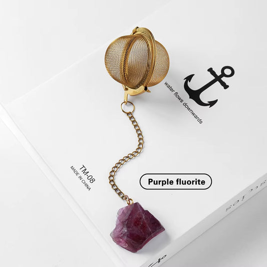 1PC Natural Crystal Rough Stone 304 Stainless Steel Gold Maker Tea Filter Rose Quartz Decoration Craft Healing Reiki Gift Crafts