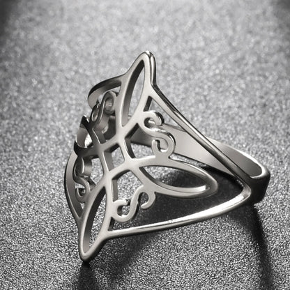 Witch Knot Stainless Steel Ring Wiccan Cross Celtics Knot Women Men Rings Witchcraft Good Luck Protection Amulet Birthday Gifts