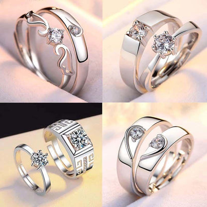 Silver Plated Couple Rings A Pair