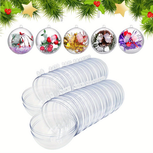 20pcs Clear Plastic Ball Ornaments, Christmas Ball Plastic Christmas Fillable Ornaments, Transparent Fillable Decoration Balls for Christmas Tree, Wedding, Party and Home Decor
