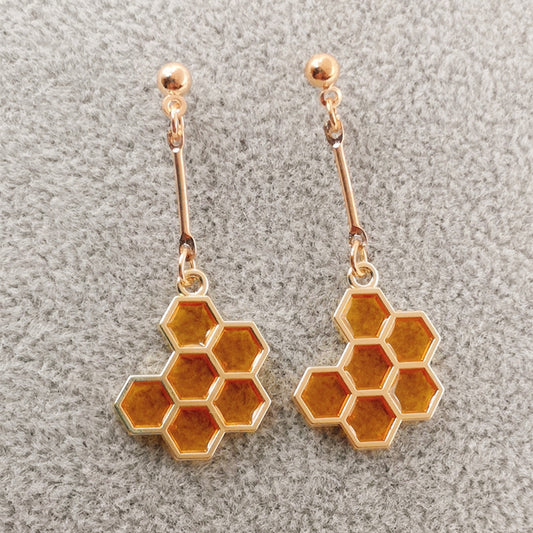 Cute Bee Honeycomb Earrings