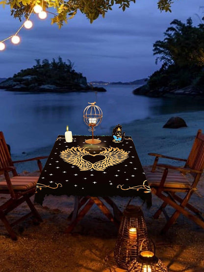 Altar Cloth Angel Wings Witchcraft Alter Tarot Spread Top Cloth Wiccan Square Spiritual 24 by 24 Sacred (Angel Wings Gold Silver)