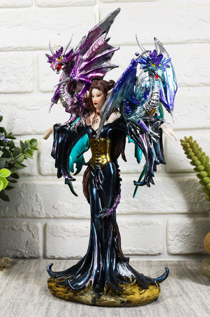 Ebros Khaleesi Mother of Dragons Statue 10.25" Tall Fairy with Two Dragons