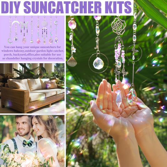 350 DIY Crystal Catcher Rainbow Craft Kit Adult Butterfly Catcher Bead Catcher Suitable for Window Garden Decoration (Silver)